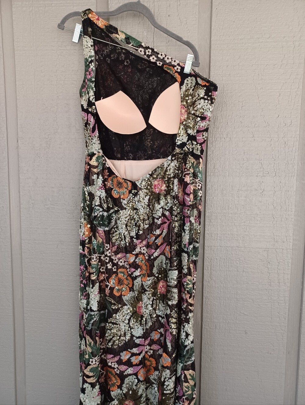 Mac Duggal Floral Sequined Embroidered One Shoulder Gown Size 10 Prom 49574 - Picture 14 of 16